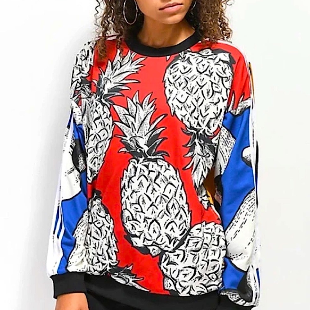 Adidas x Farm Rio Color Block Pineapple Crewneck Boyfriend Sweatshirt